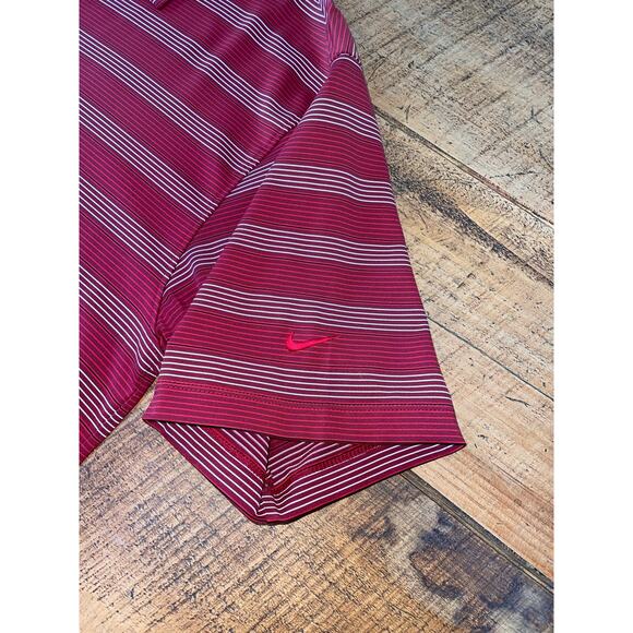 Mens Nike Golf Dri Fit UV Y2K Red Striped Short Sleeve Polo Performance Shirt XL - Picture 4 of 8